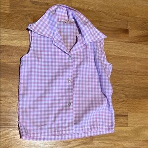 Vintage Lucky Press by Lucky Girl Sleeveless Button-Up Top size 6x purple plaid